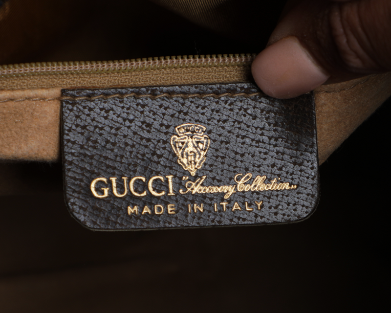 Vintage 70s Gucci GG Web Monogram Leather Speedy Boston Bag