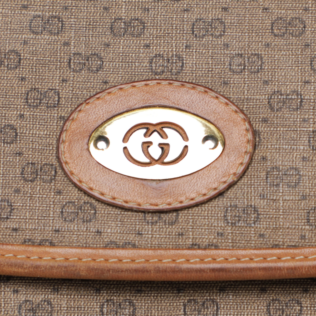 Vintage GUCCI GG Logo Brown Leather Coated Canvas Monogram 