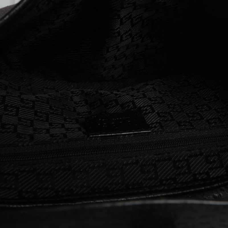 Y2K Gucci Bamboo Handle Canvas Leather Shoulder Bag