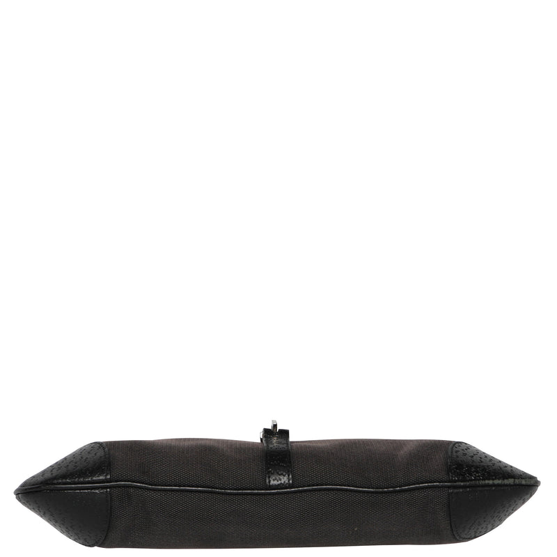 Y2K Gucci Bamboo Handle Canvas Leather Shoulder Bag
