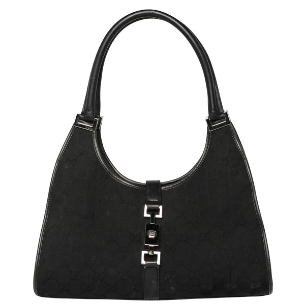 Vintage Y2K Gucci Jackie Web GG Monogram Canvas Leather Shoulder Bag
