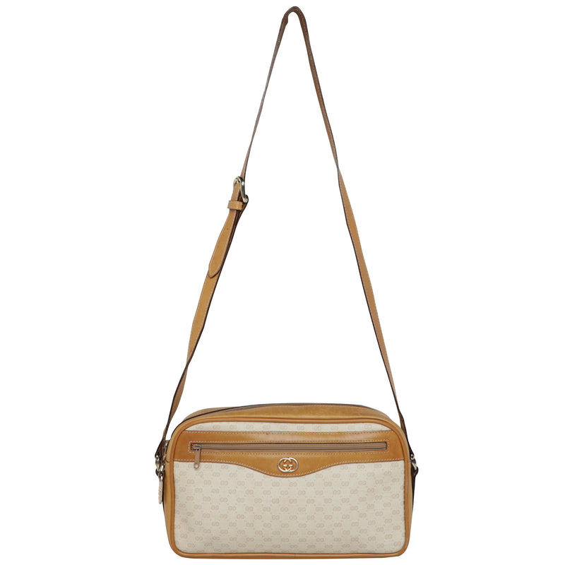 Vintage 90s Gucci Leather Web Monogram Crossbody Bag