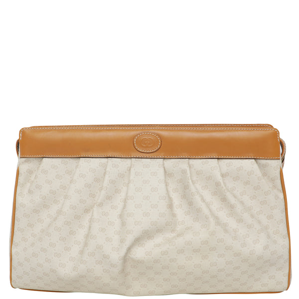 Vintage Gucci Mini Monogram Leather Oversized Clutch Pouch Bag