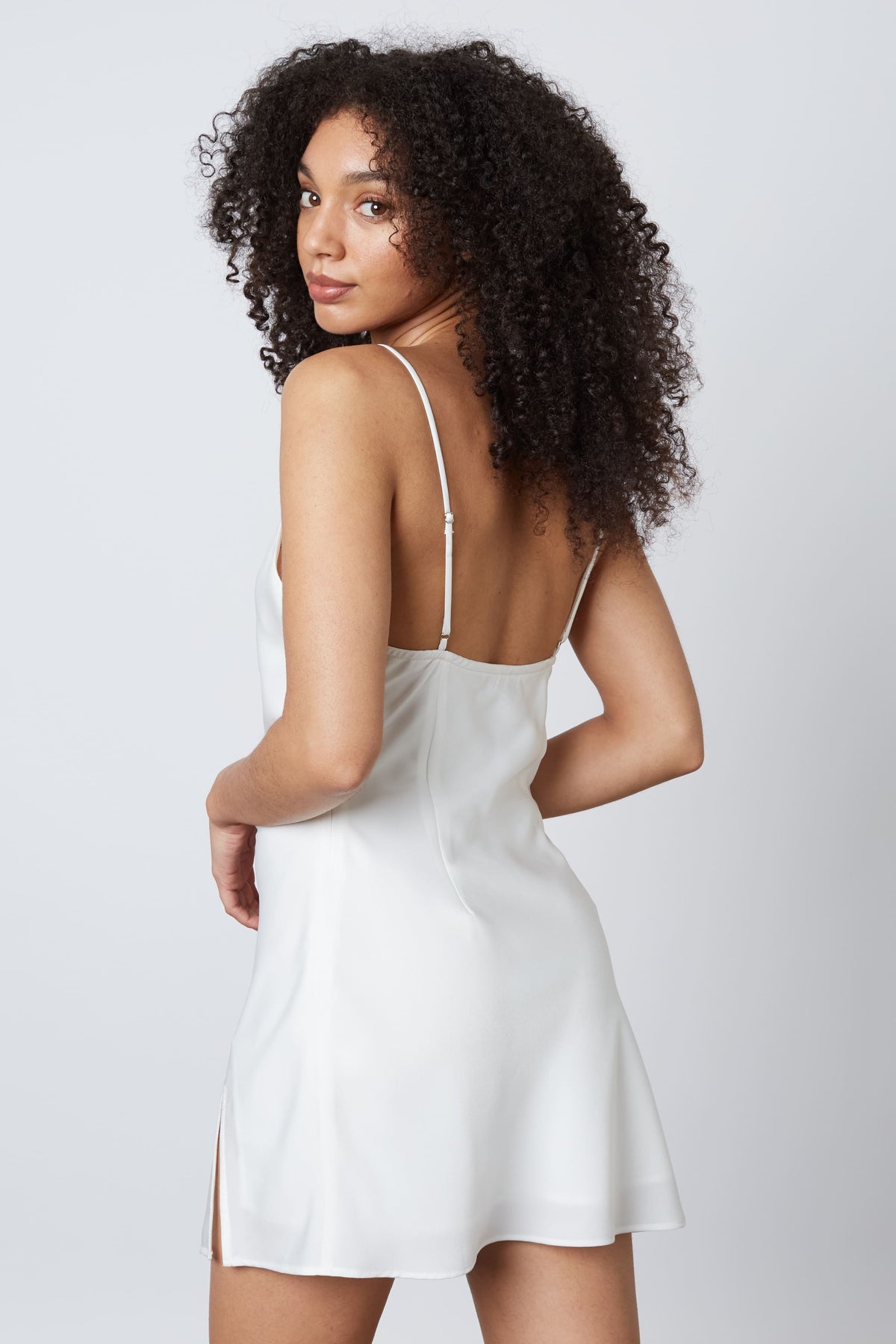 Marla Asymmetrical Slip Dress - White
