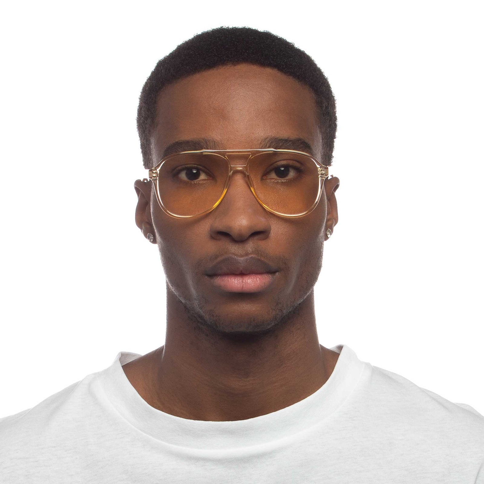 Gold aviator best sale glasses mens