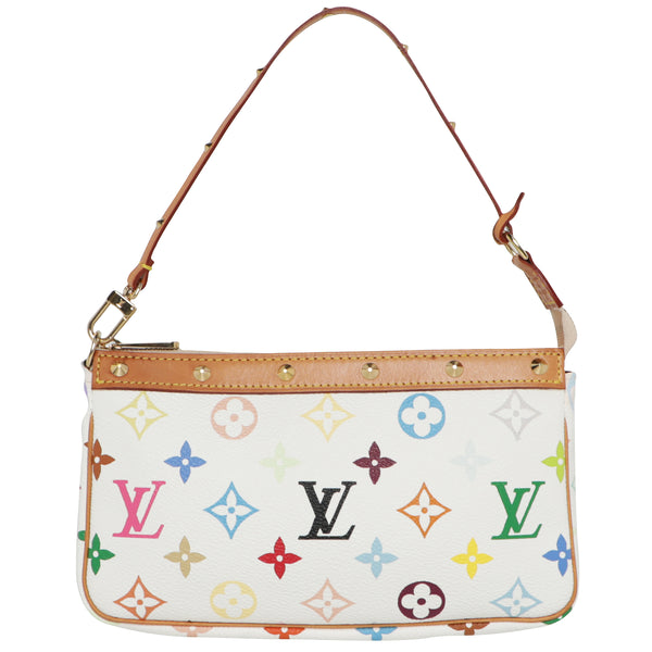 Y2K Louis Vuitton Takashi Murakami White Rainbow Pochette w/ Crossbody strap