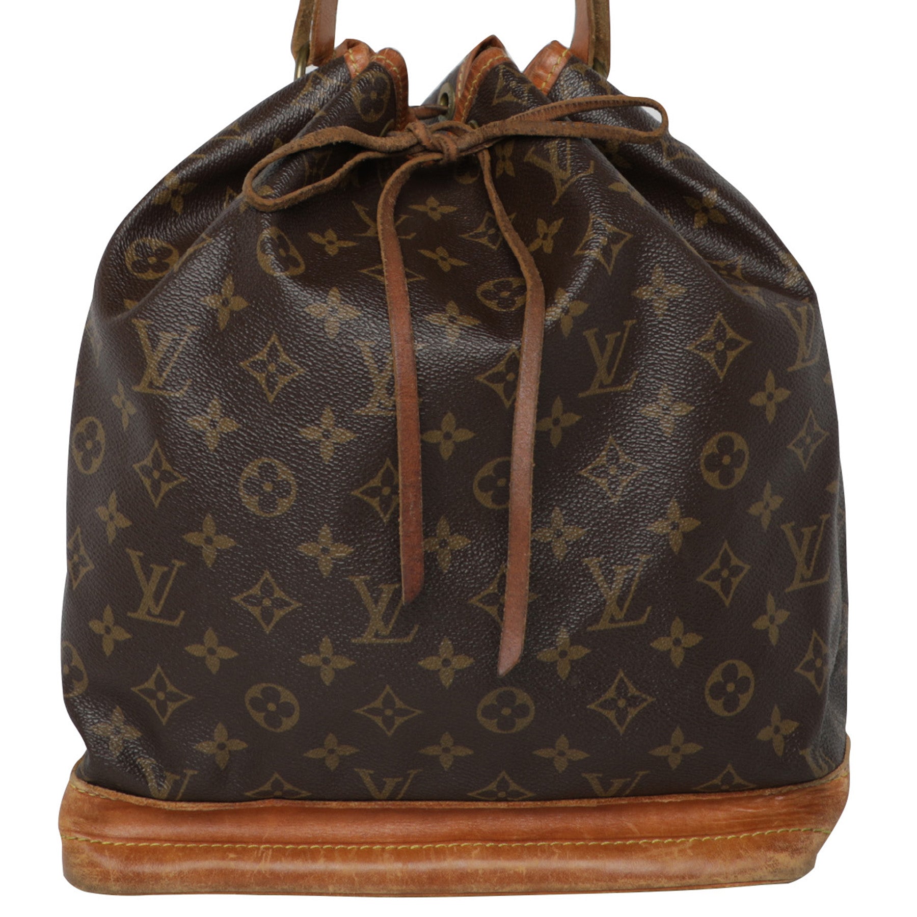 Vintage Louis Vuitton LV Monogram Bucket Leather Drawstring