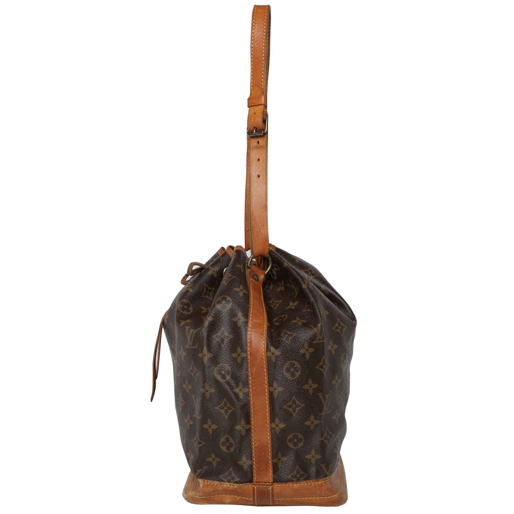 Vintage Louis Vuitton LV Monogram Bucket Leather Drawstring