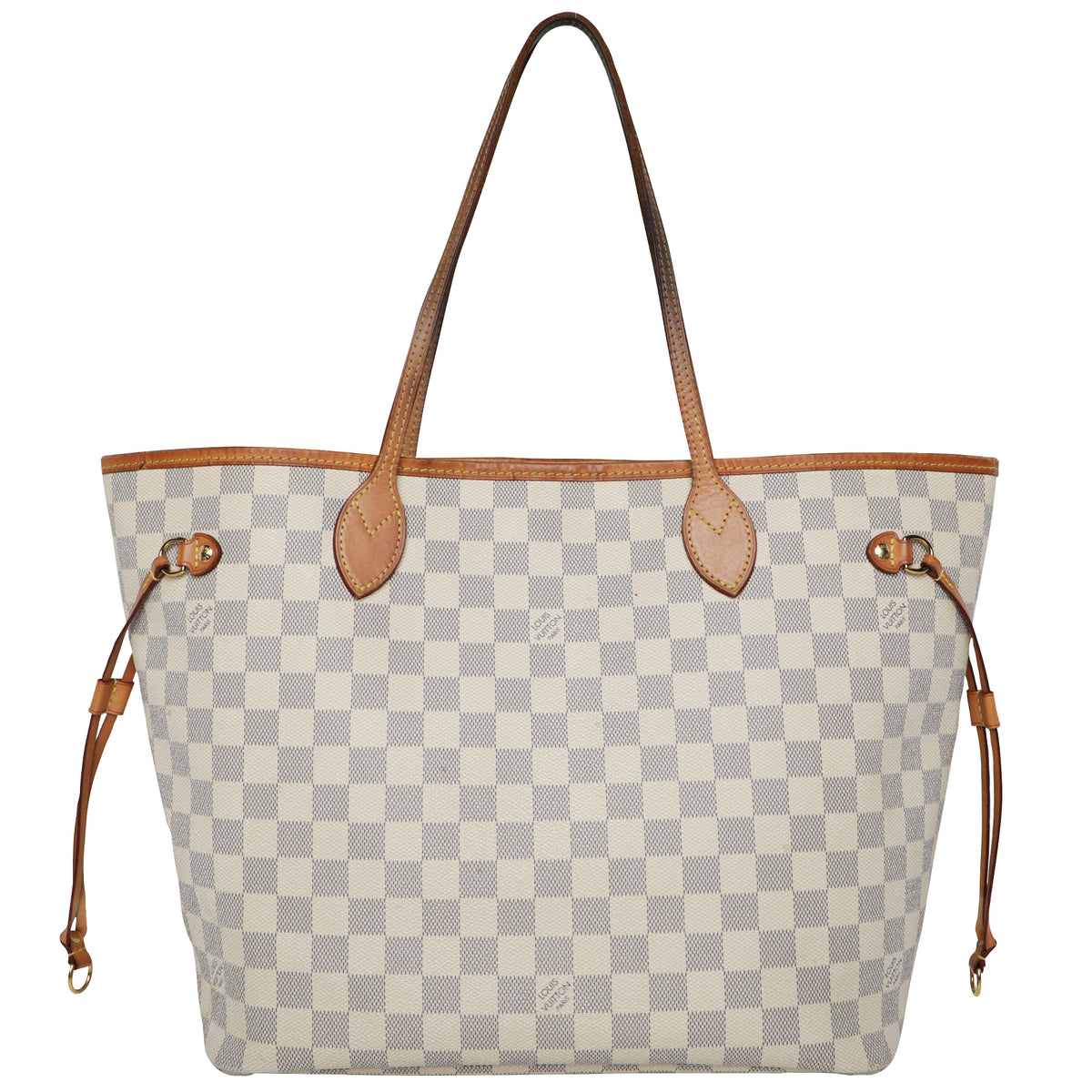 Louis Vuitton Damier Azur Checker Leather Neverful D. Azur Tote Bag - Cream/Grey