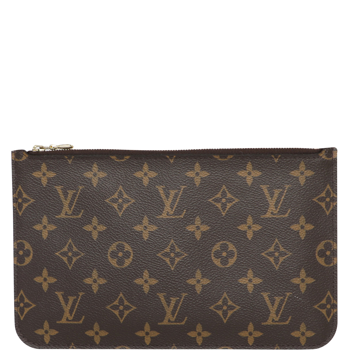Lous Vuitton Leather Monogram Zipper Pochette Wristlet Bag