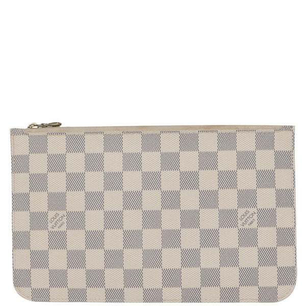 Lous Vuitton Leather Damier D'Azur Zipper Pochette Wristlet Bag