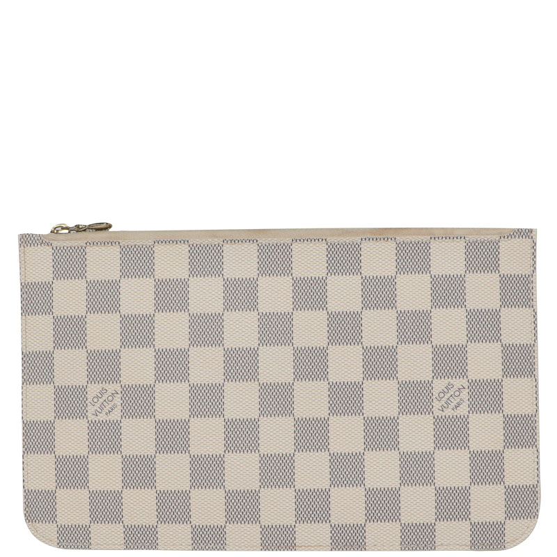Lous Vuitton Leather Damier D'Azur Zipper Pochette Wristlet Bag