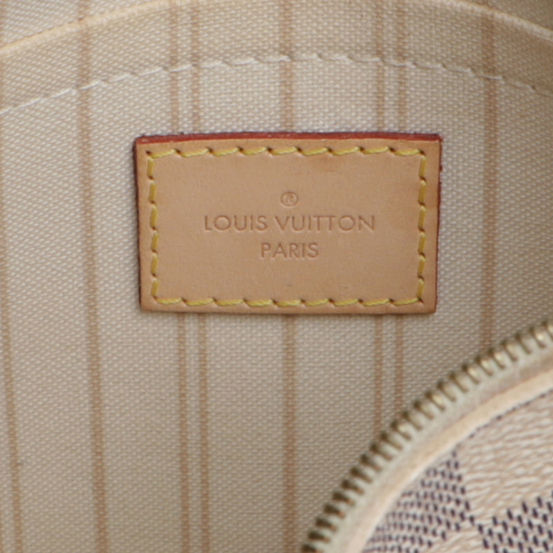 Lous Vuitton Leather Damier D'Azur Zipper Pochette Wristlet Bag
