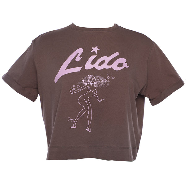 Bangin' Tease Lido Crop Tee T Shirt - Cafe Con Leche