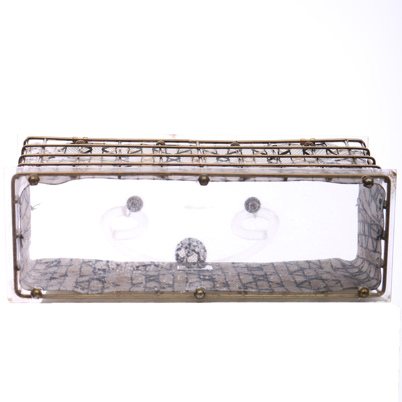 Vtg 50s Lucite Fishnet Vinyl Cage Box Bag