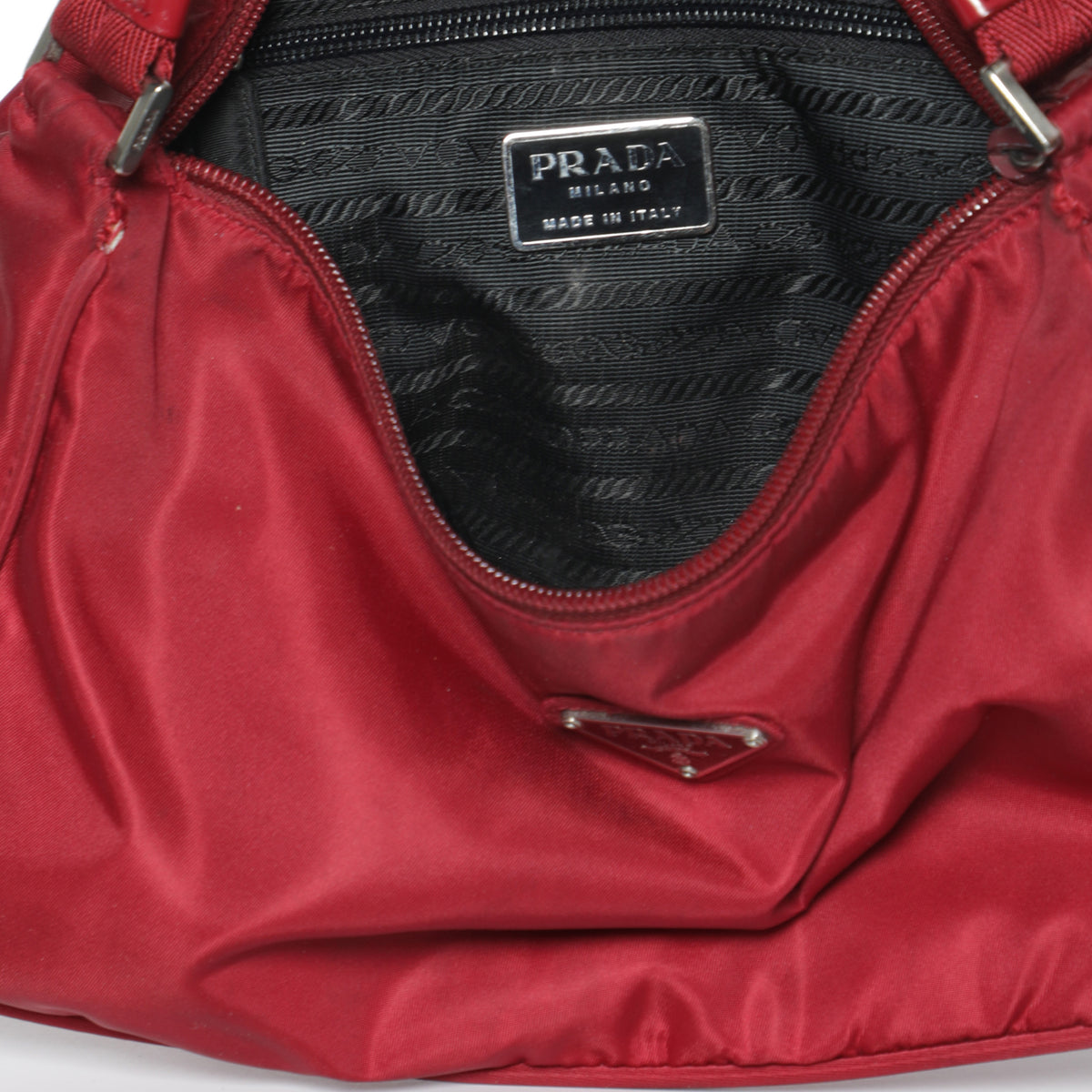 Vintage Authentic Prada Red Nylon Fabric Tessuto Tote Bag Italy