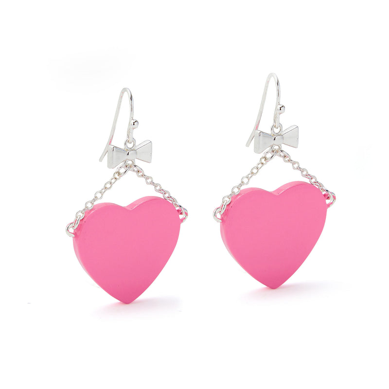 Johannah Masters - Pretty in Pink Heart on a Bow Chain Earrings