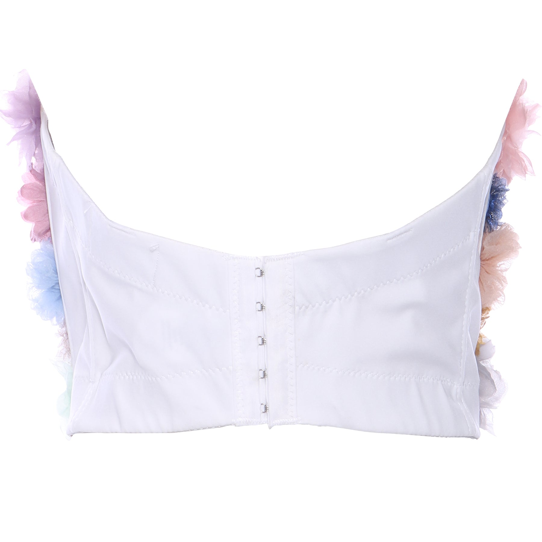 Jezebel Tulle 3-d Rosette Bustier Crop Bra Corset Top