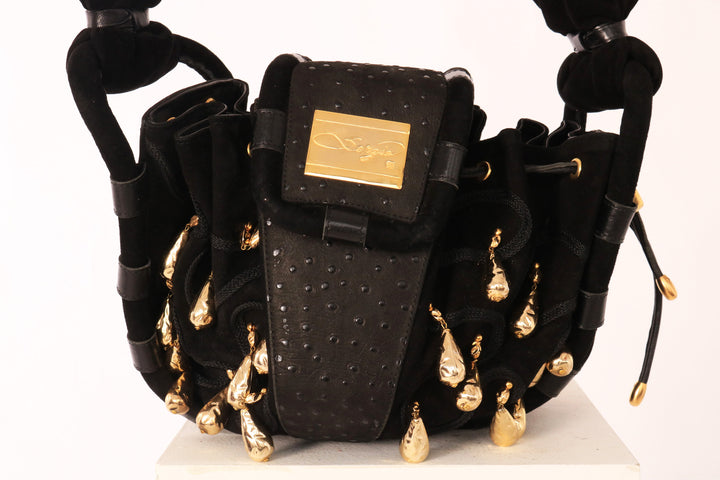 VINTAGE SERGIO BLACK SUEDE CROSSBODY BAG - Mint Market 