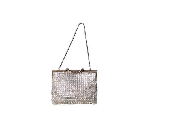 VINTAGE 1960'S SILVER RHINESTONE CLUTCH - Mint Market 