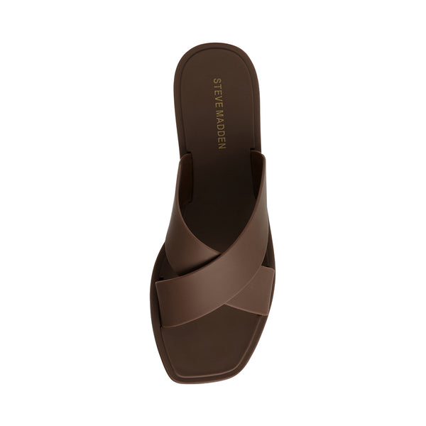 Steve Madden - Horizon - Rubber Plastic Slide Beach Sandals - Chocolate Brown