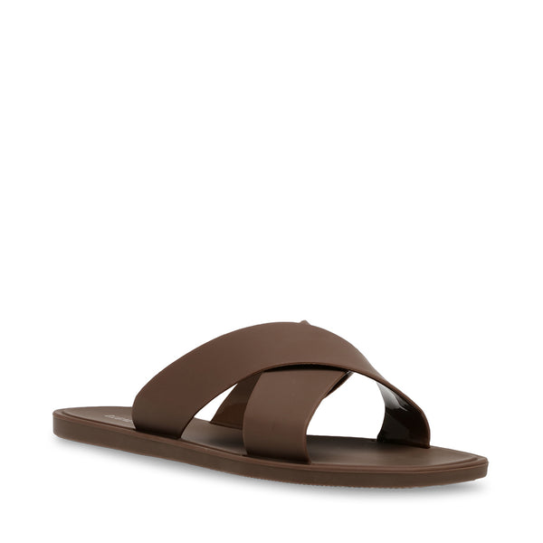 Steve Madden - Horizon - Rubber Plastic Slide Beach Sandals - Chocolate Brown