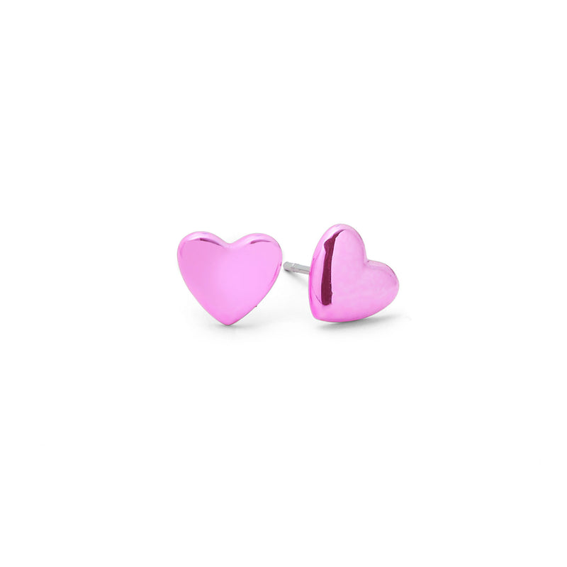 Johannah Masters - Silver Metallic "Sticker" Heart Studs