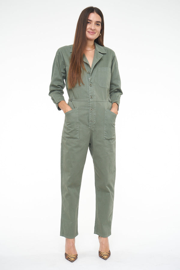 Tanner Cotton Long Sleeve Field Worker Jumpsuit - Olive