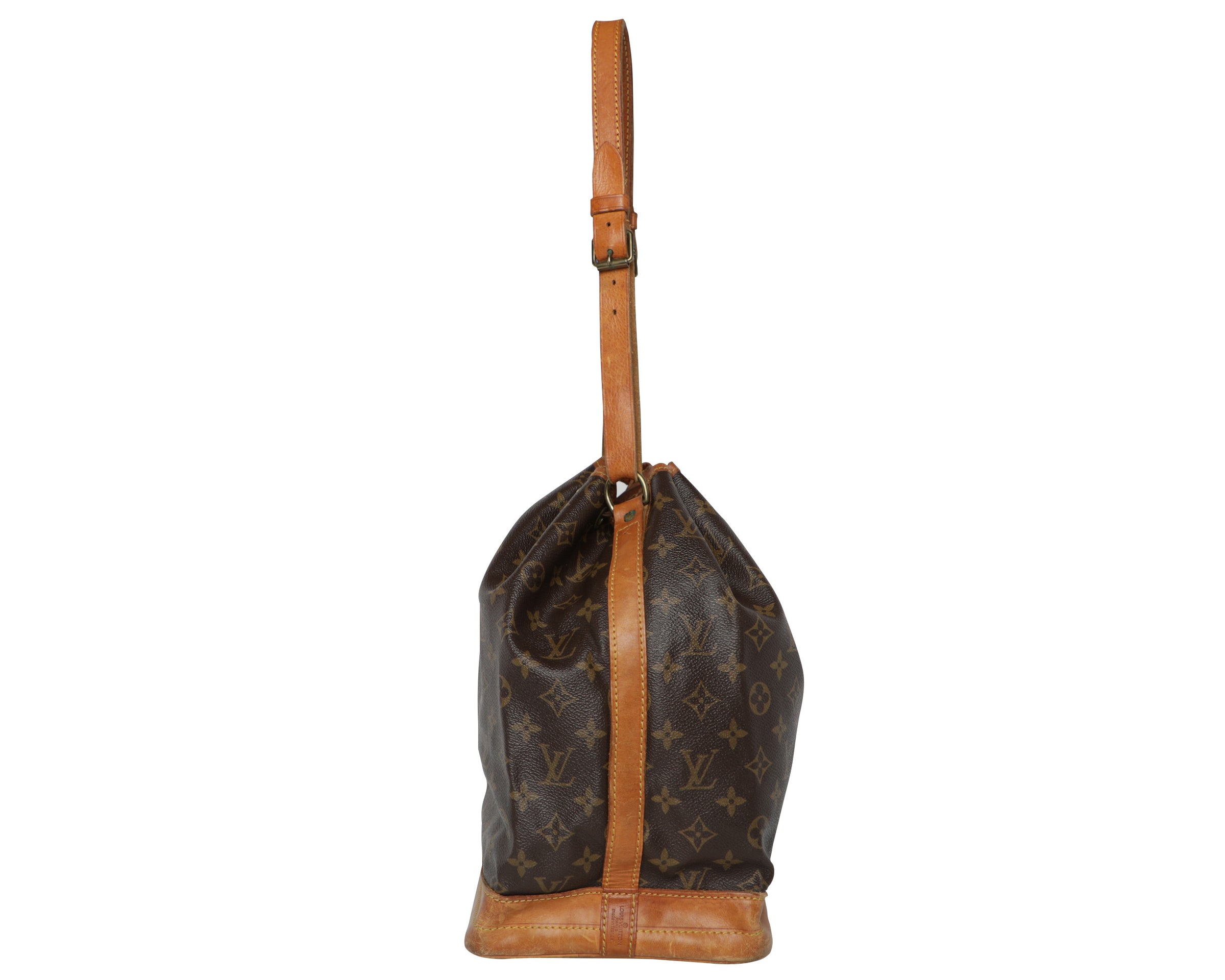 Vintage Louis Vuitton LV Monogram Bucket Leather Drawstring