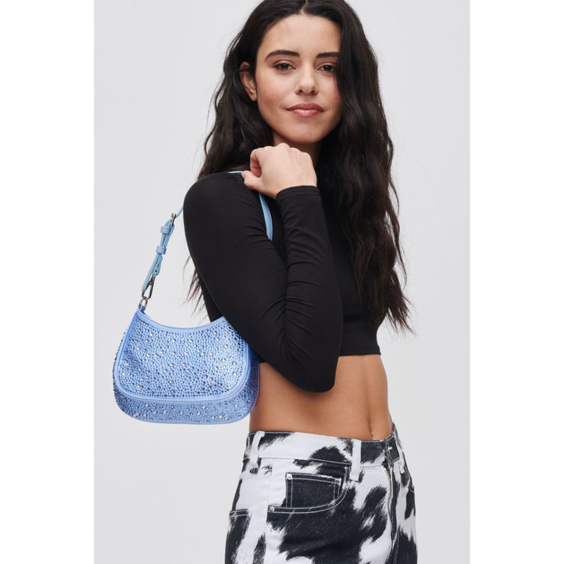 Fantasia Cleo Crystal Shoulder Satin Mini Bag - Ice Blue