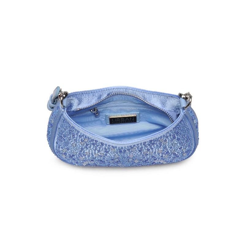 Fantasia Cleo Crystal Shoulder Satin Mini Bag - Ice Blue