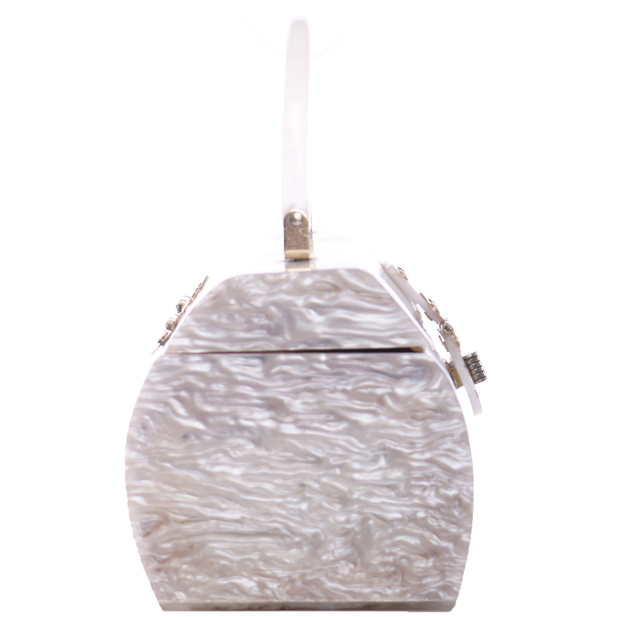 Vtg 50s LANCEL White Mother of Pearl Box Hand Mini Bag