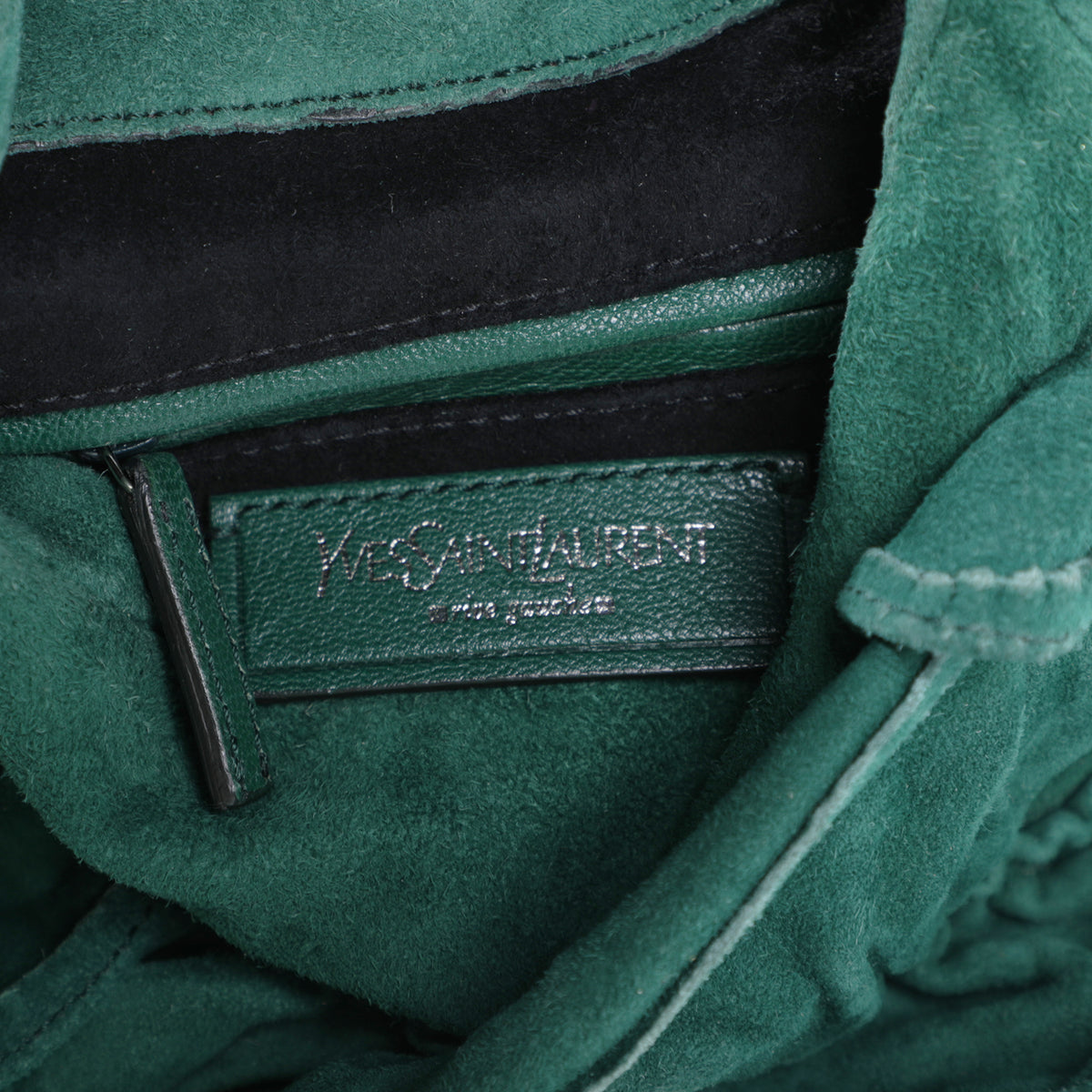 Vintage 2000s Yves Saint Laurent Emerald Suede Nadja Rose Ruffle