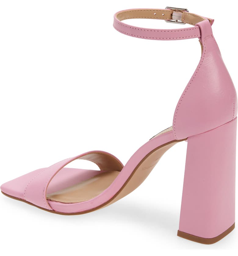 Tia Block Heel Vegan Leather Sandal Heels - Rose Pink
