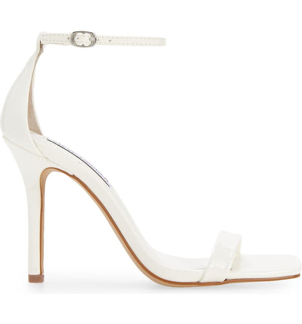 Shaye Ankle Strap Sandal Heels - White Patent