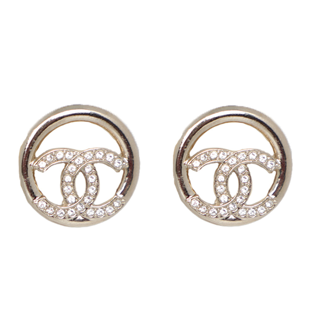 Chanel Crystal CC Logo Post Earrings - Silver – Mint Market