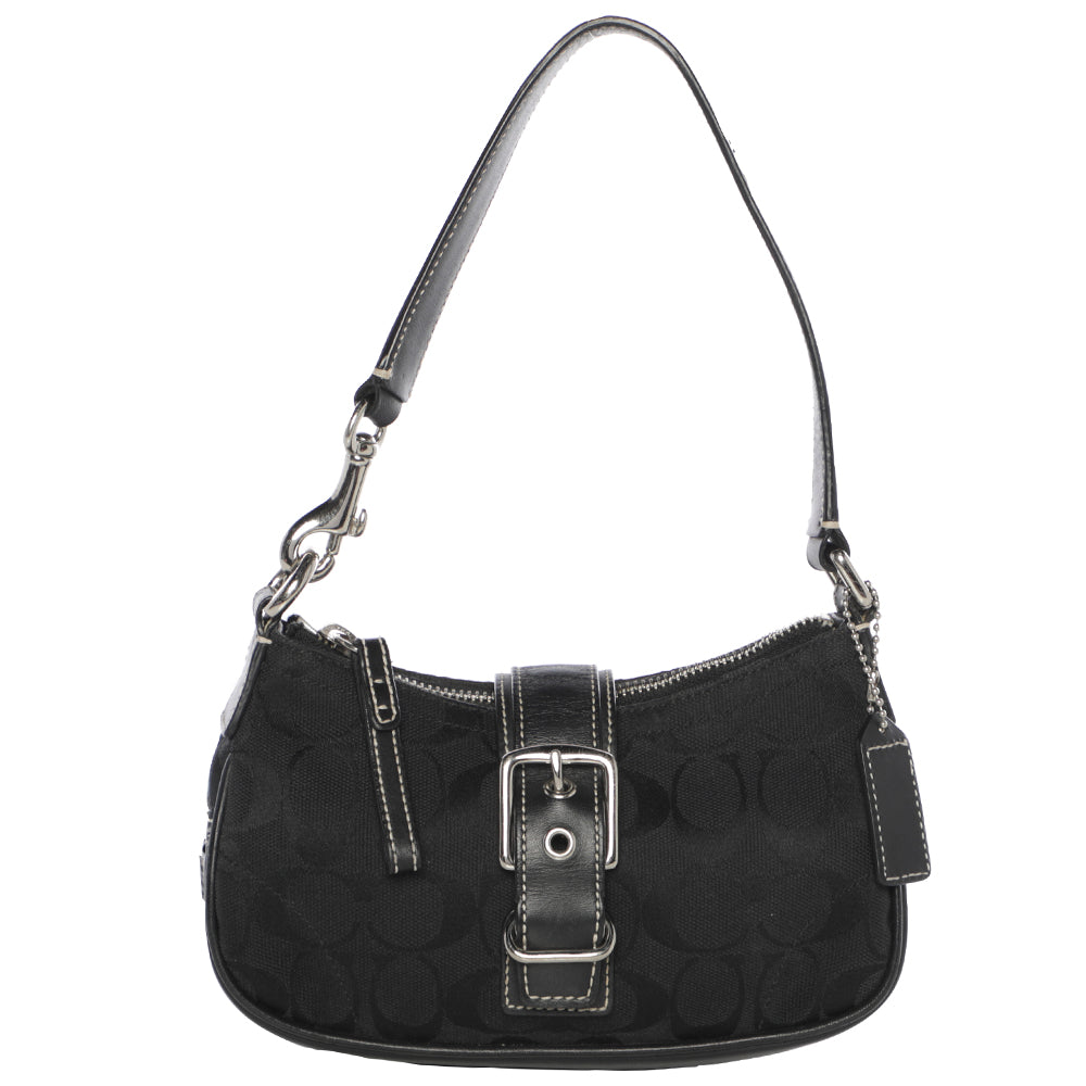 Vintage COACH Monogram Mini Black Canvas&Leather Shoulder Bag- Great  Condition!