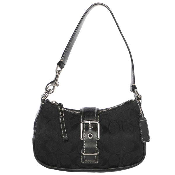 Vintage 2000s Coach Monogram Canvas Shoulder Bag - Black