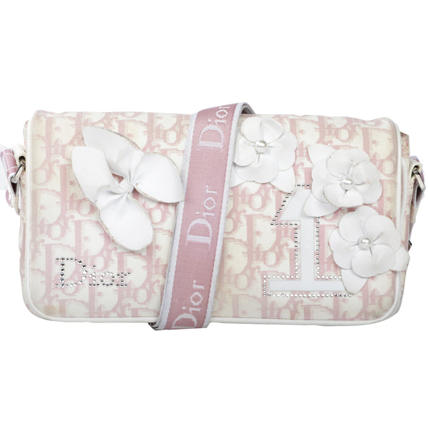 Vtg Christian Dior Logo Shoulder Monogram Crossbody Bag - Pink