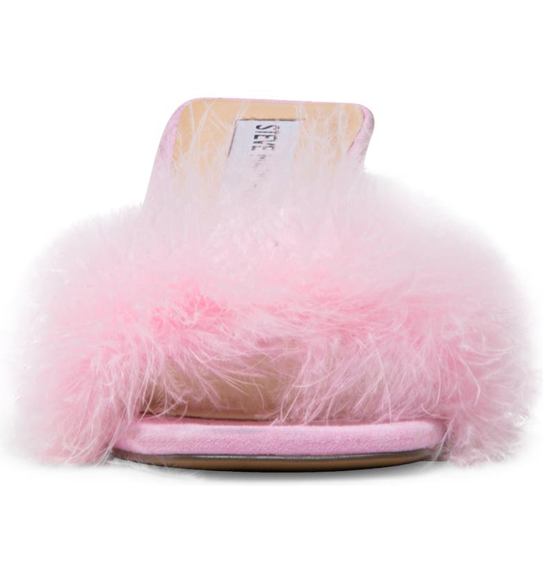 Steve Madden Karoo Suede Feather Mules Slides Sandals Heels - Pink