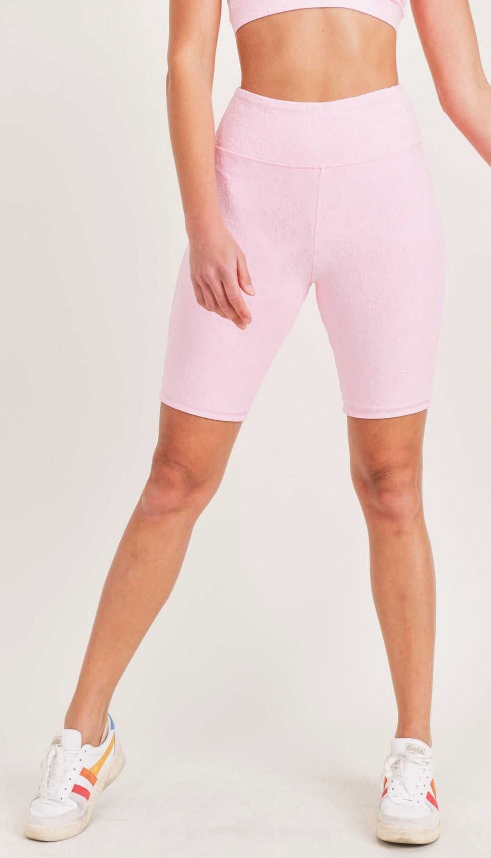 Gina Floral Jacquard Biker Shorts - Ballet Pink