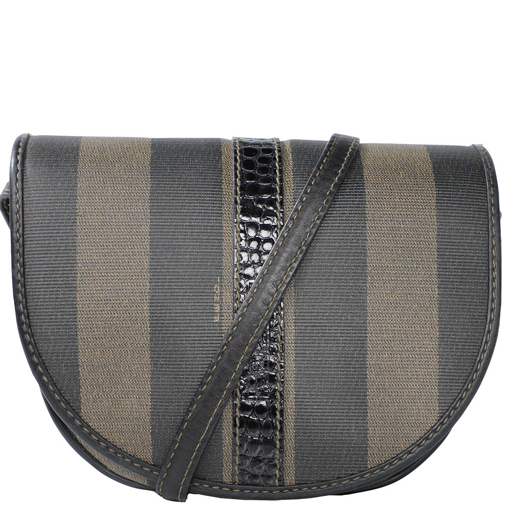 Vtg 80s Fendi Pequin Stripe Crossbody Bag