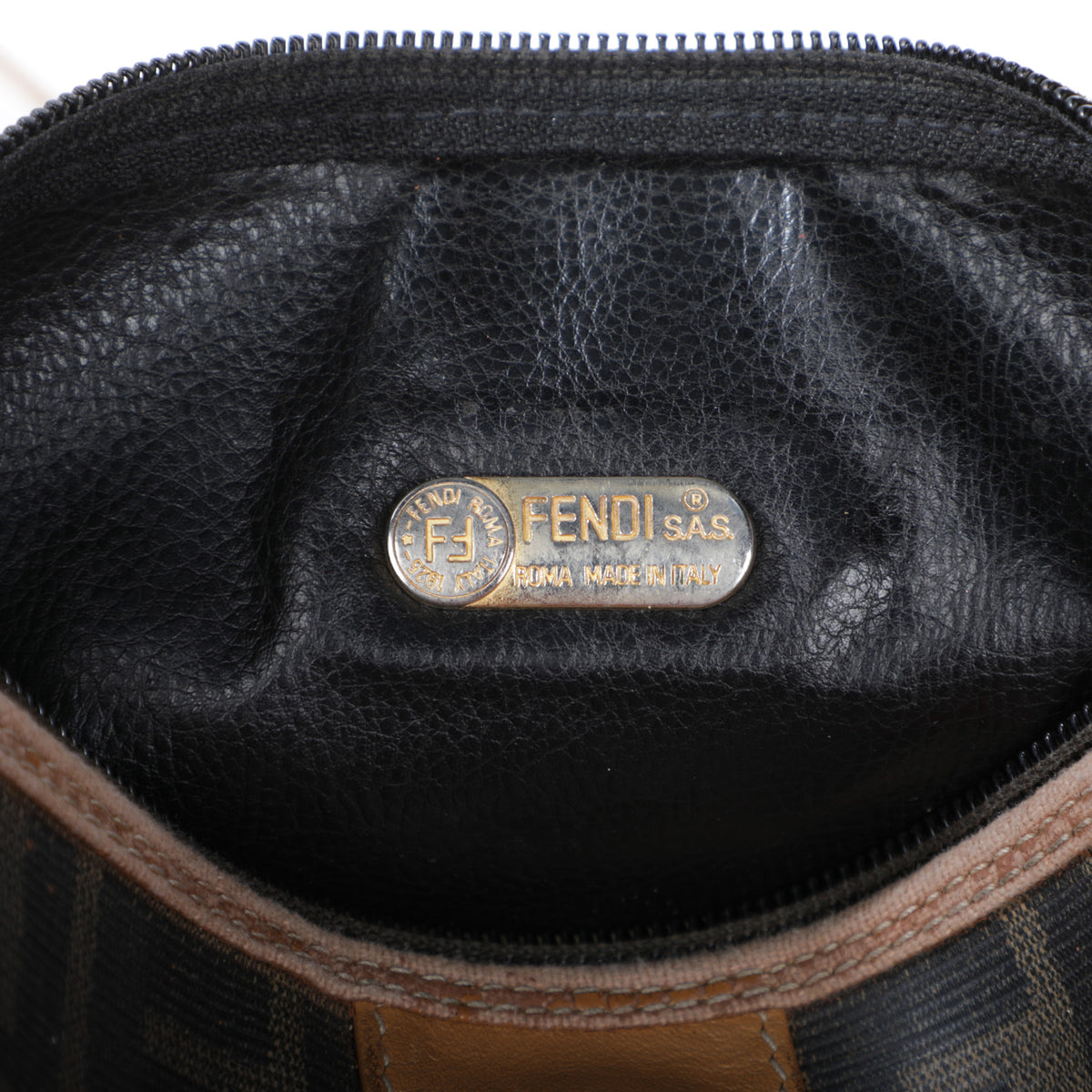 Vtg 80s Fendi Zucca Monogram Leather Mini Crossbody Bag