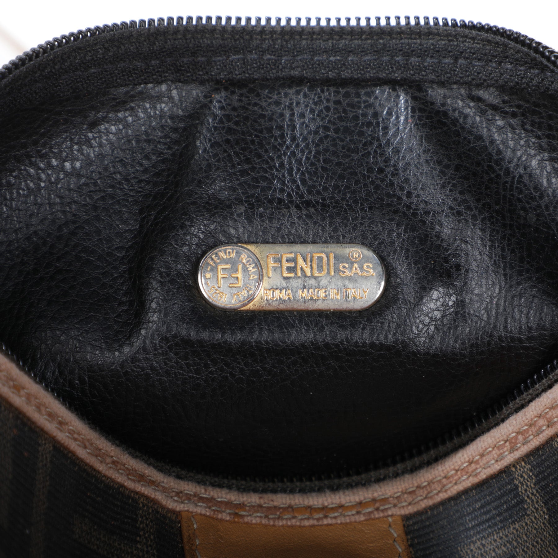 Vintage 1980s Fendi Zucca Monogram Shoulder Bag Purse Slant Top Authentic
