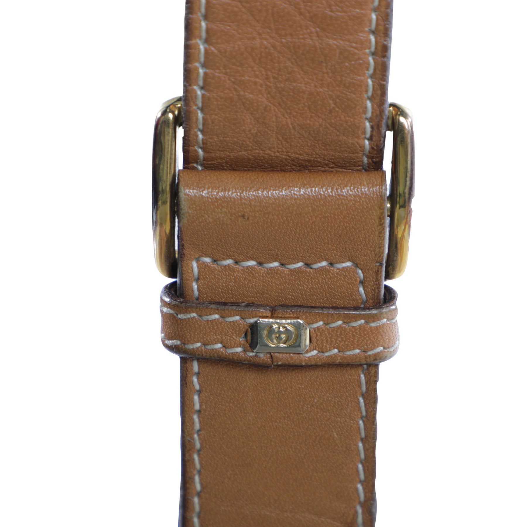 Vintage 80s Gucci Monogram Messenger Crossbody Cream Leather