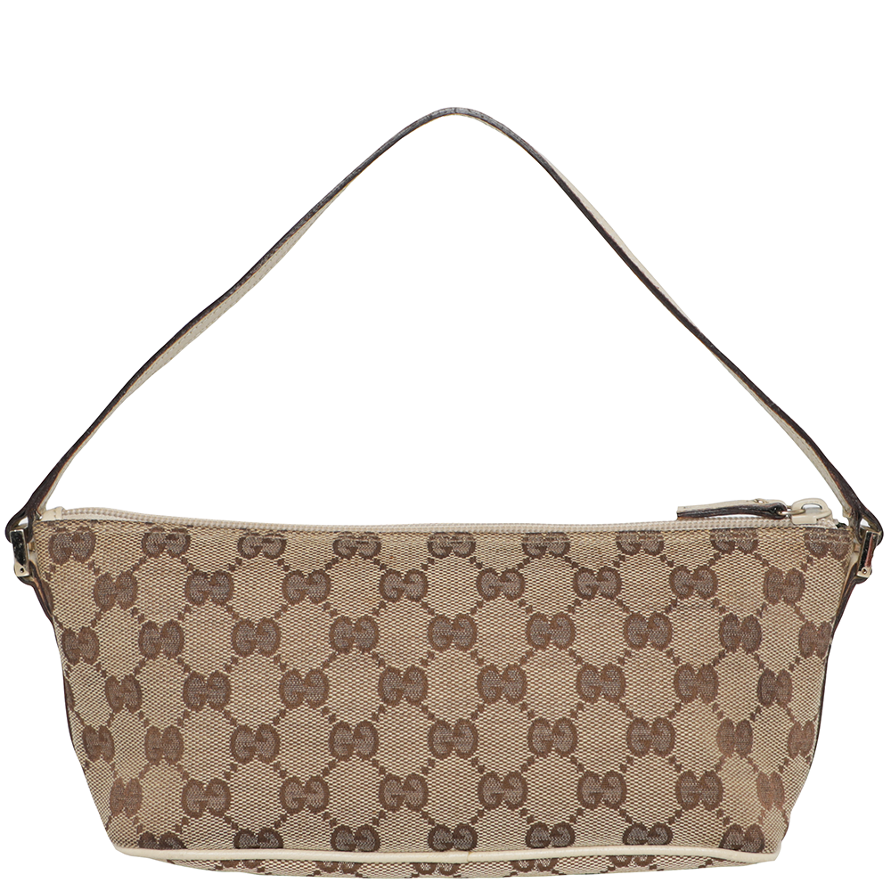 Gucci monogram beige baguette boat shoulder bag 100% authentic Cool be–  KOSHARCHIVE