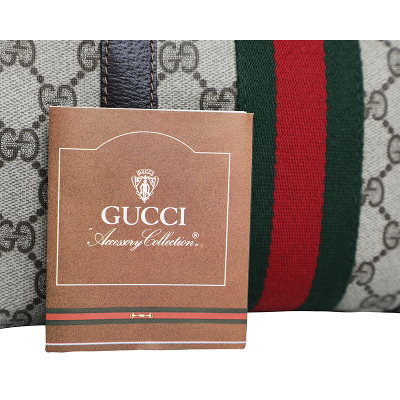 Vintage 70s Gucci GG Web Monogram Leather Speedy Boston Bag