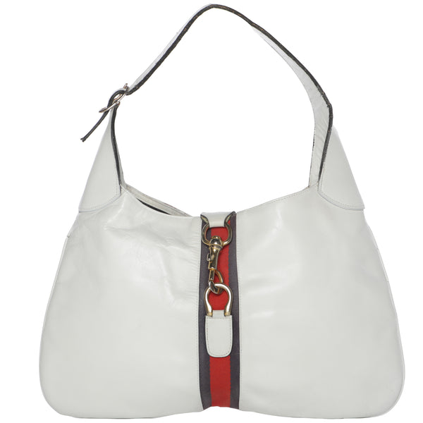 Vintage GUCCI Jackie 1961 Stripe Leather Shoulder Hobo Bag