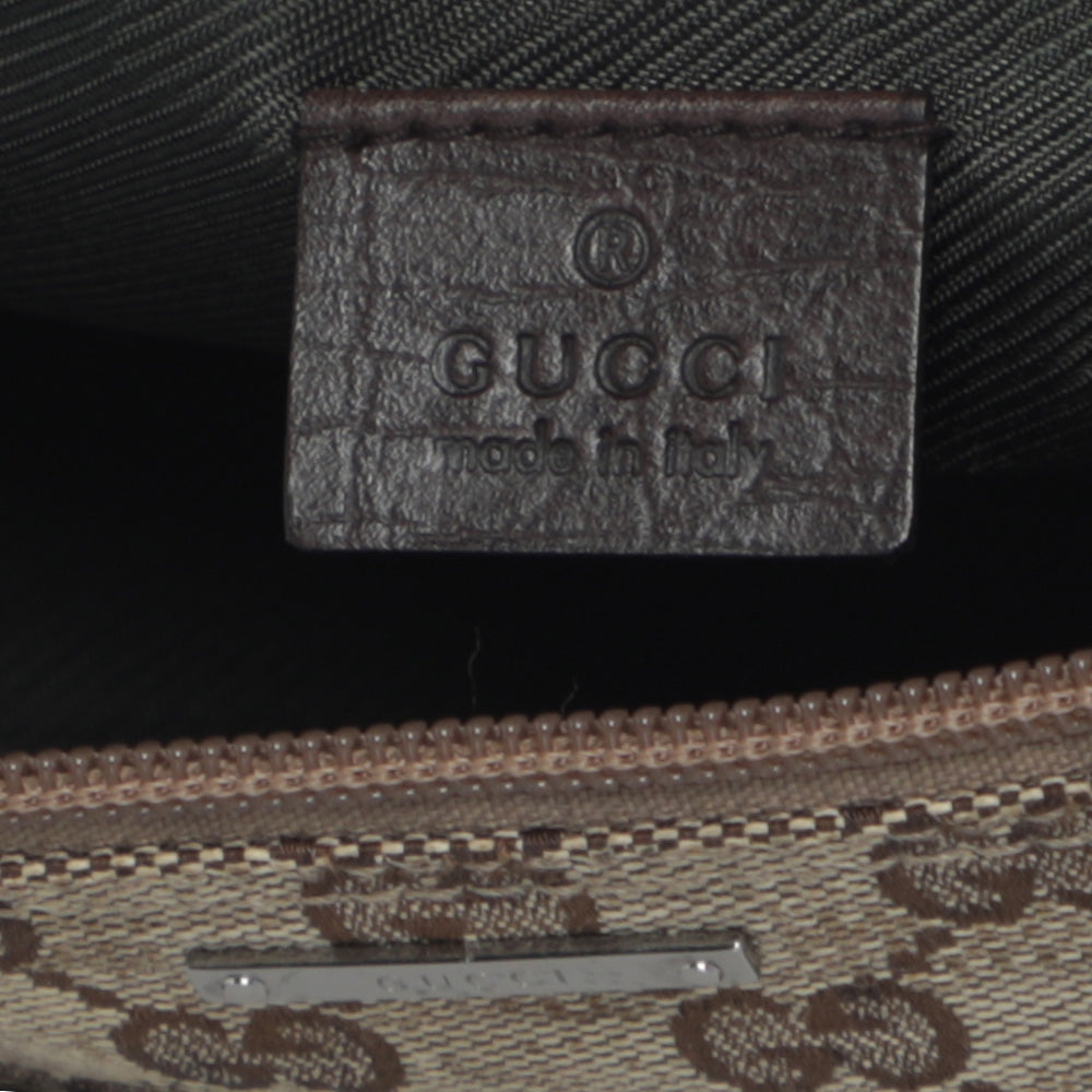 Gucci 1990s Vintage Black Denim Monogram Baguette Pochette Bag at