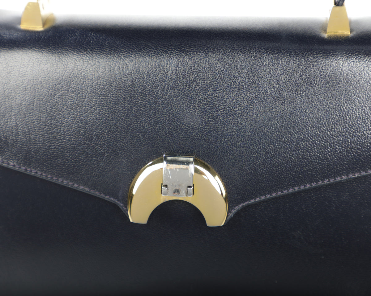 Vtg 60s Koret Leather Shoulder Box Flap Top Handle Bag w/ coin purse
